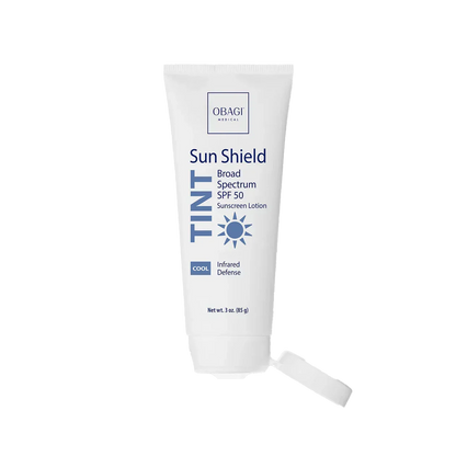 obagi sun shield tint cool spf 50 tinted mineral sunscreen open tube